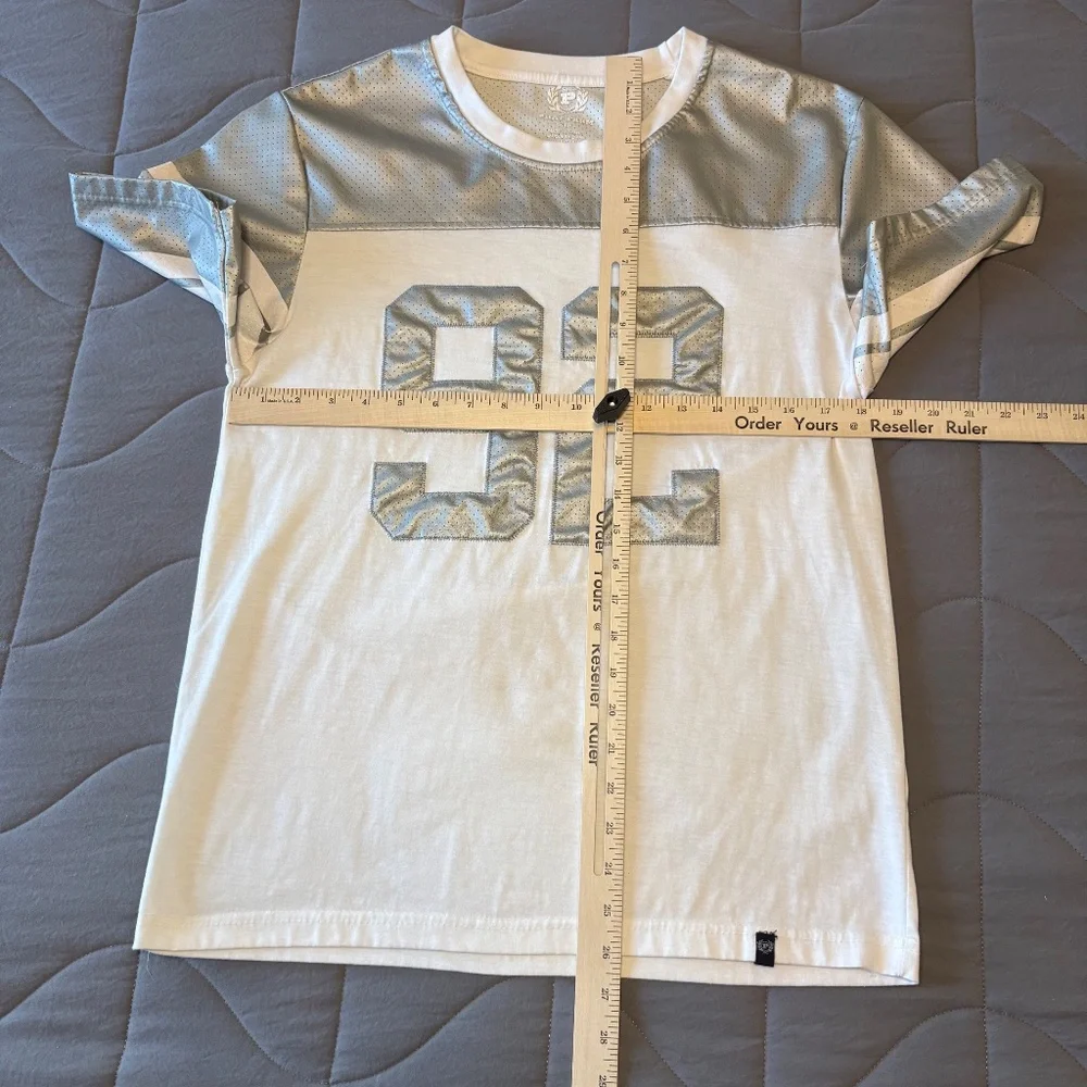 Phat Farm Y2K Vintage Silver White Number‎ 92 Jersey T-Shirt Size Small